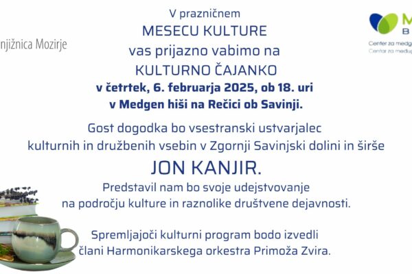 Vabilo na kulturno čajanko z Jonom Kanjirjem